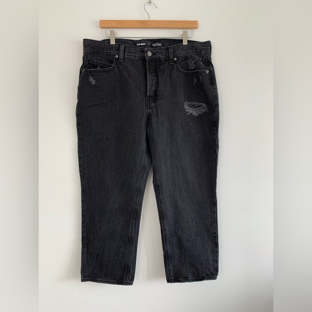 Old Navy Slouchy Straight Black Denim Jeans
